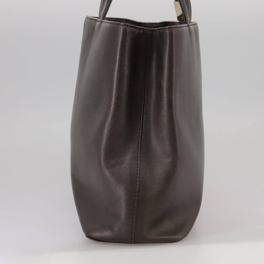 BURBERRY Tote Bag Leather Brown Gold Auth hk1954 - Picture 5 of 16